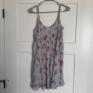 Light grey floral printed knee length dress
